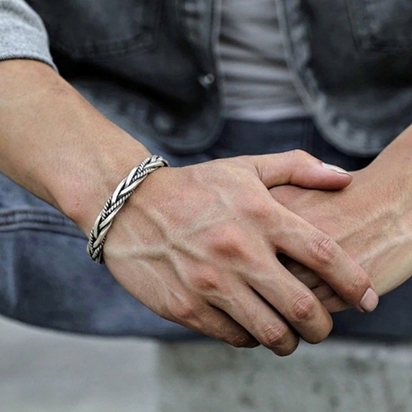 Boutique Other - Heavy Braided Cuff Bracelet | 925 Sterling Silver